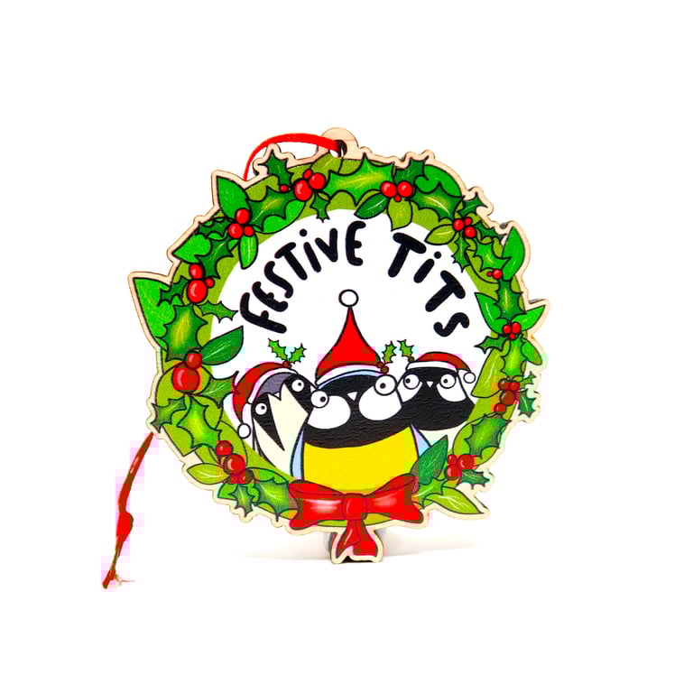 Festive tits tree decoration, Garden birds decoration 