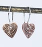 Reclaimed copper heart shaped earrings - Image 1