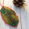 Embroidered oak leaf home decoration. 