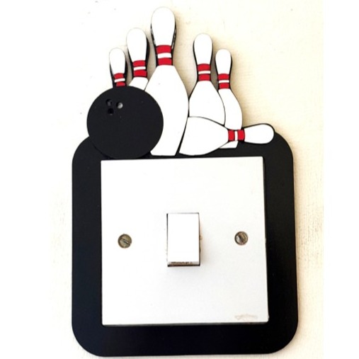Bowling Light Switch Surround – Layered Wooden Wall Decor (190 x 120 mm)