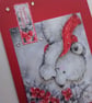 Christmas card and gift tag set. Bear and berries. Seasons greetings. Ref 296