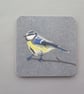 Blue-tit coaster, melamine, cork backed - Image 2