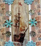 Pirate Ship - Hand Crafted Decoupage Greeting Card - Blank - 3305