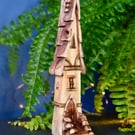 Hand carved silver birch fairy house