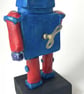 Handbuilt Ceramic Robot: Red and Blue "Wobot" Figurine - Image 3