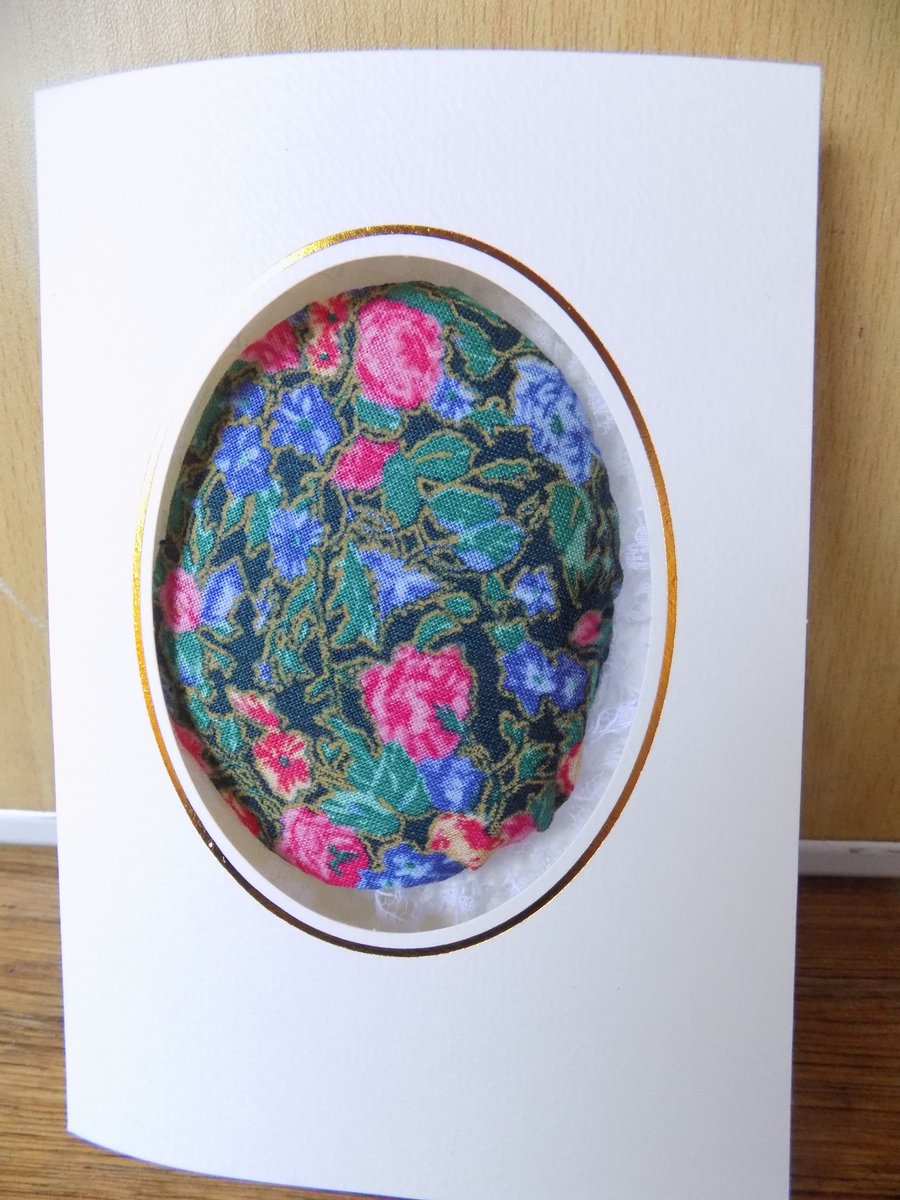 FLORAL  FABRIC  GREETINGS CARD  002