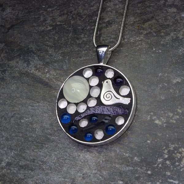 'Moon Glow' - Glow In The Dark Mosaic Pendant