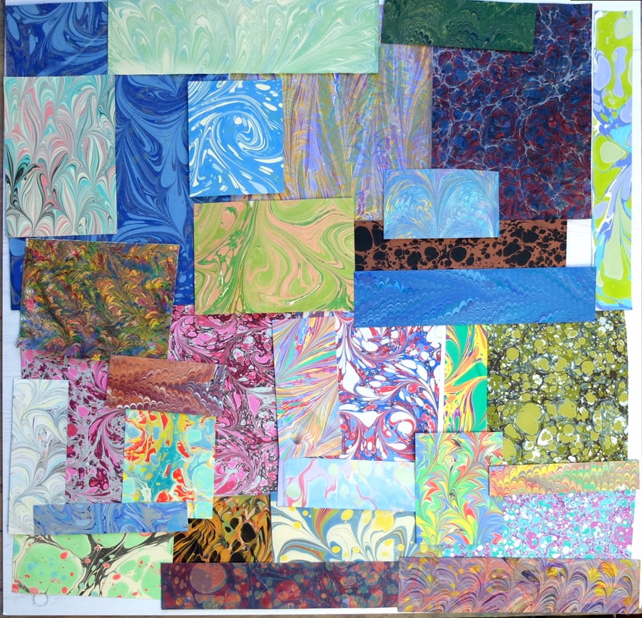 Marbled paper mixed paper pack off cuts scrapbooking