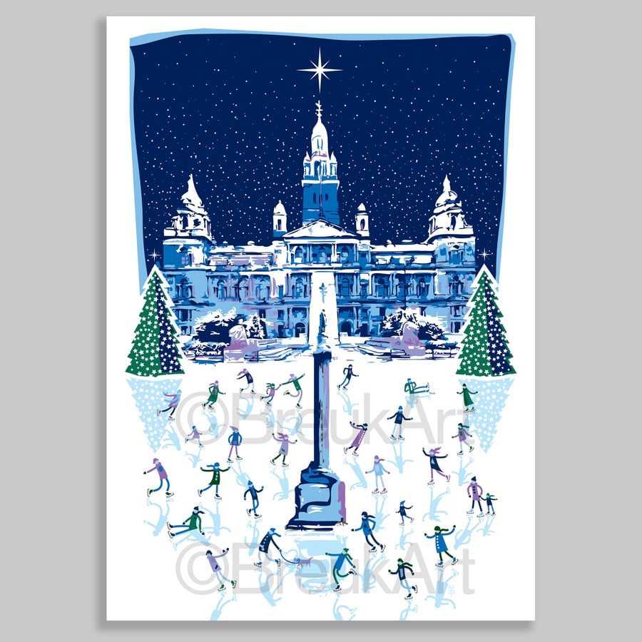 'Scotland On Ice'. 12 Christmas Cards