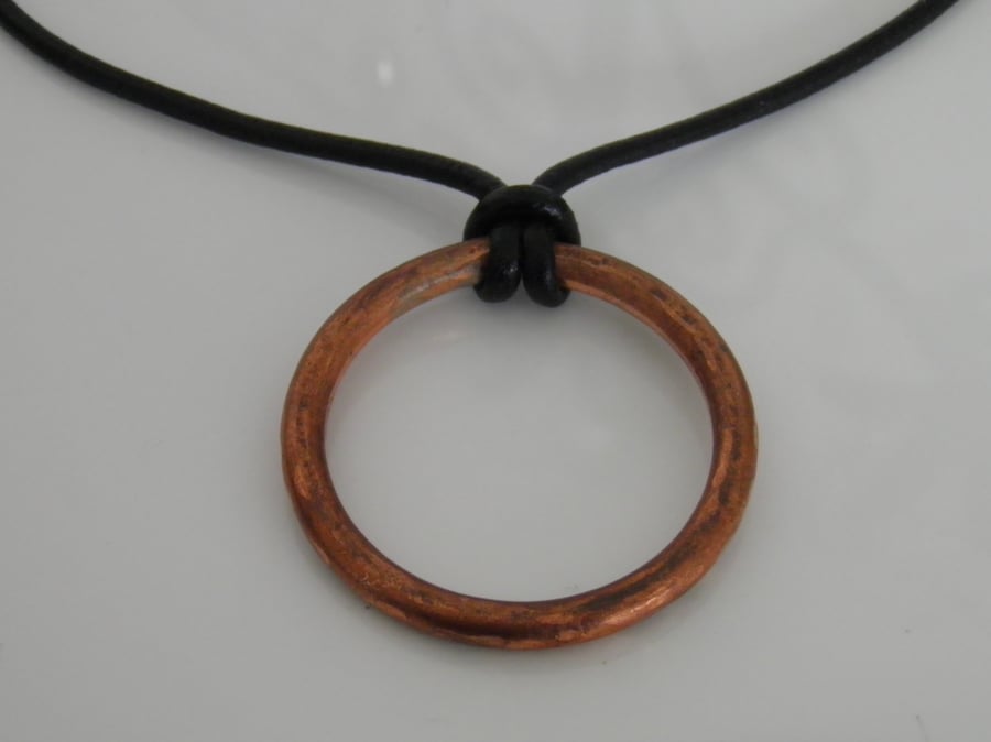 Copper Necklace on Leather
