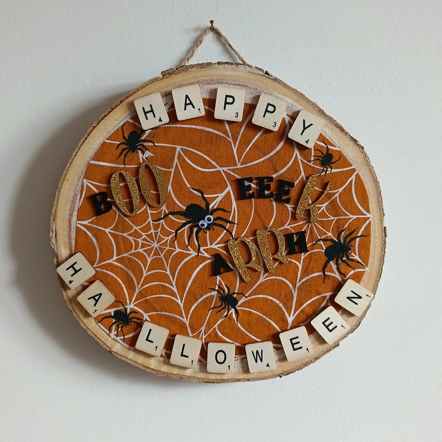 Happy Halloween wooden slice decoration 