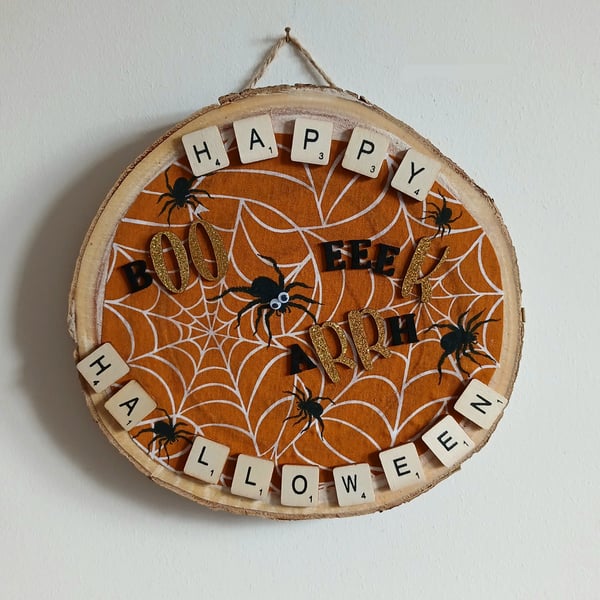 Happy Halloween wooden slice decoration 