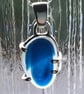 Rare Glowing Cobalt Blue Seaham Sea Glass Sterling Silver Claw Pendant - Image 4
