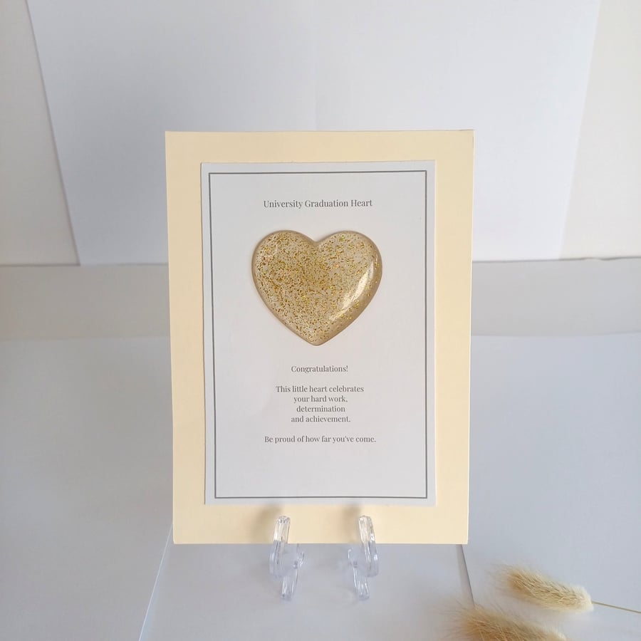 University Graduation Resin Heart Keepsake, Graduation Gift, Graduation Keepsake