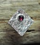 Square sterling silver garnet stud earrings, handmade jewellery - Image 4