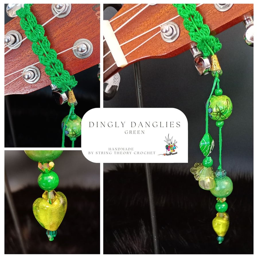 Green Dingly Dangly   Ukulele Headstock Wrap