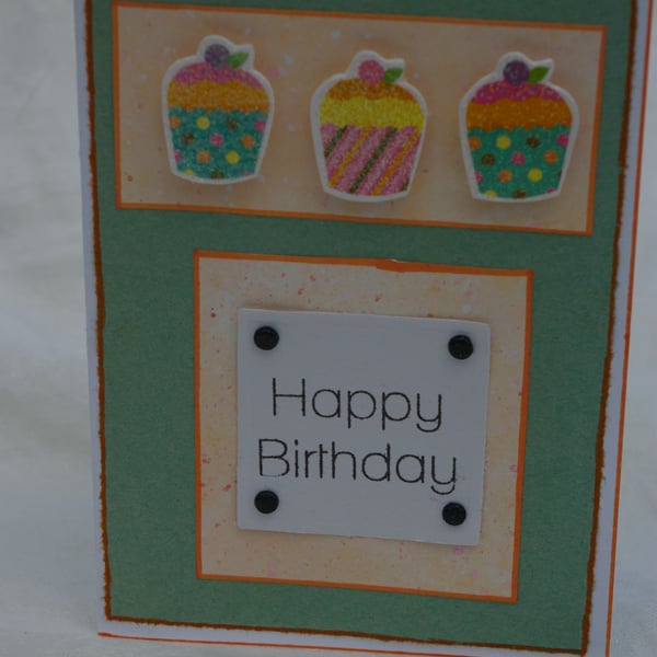 Card Handmade Birthday Card with Cakes