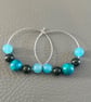 Handmade Hoop Earrings with Natural Gemstones 