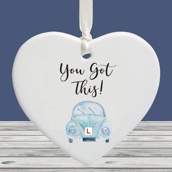 You Got This Motivational Ceramic Heart - Gift for Someone Taking a Driving Test