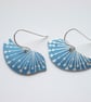 Bird earrings with seed print in blue and silver - Image 3
