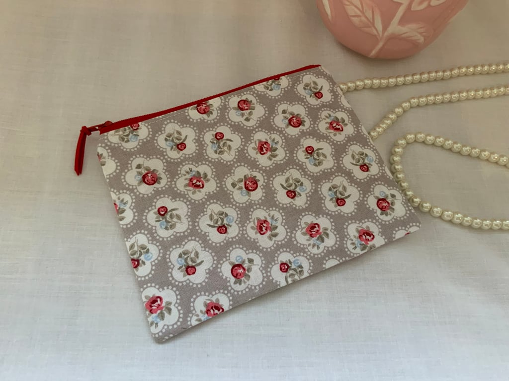 Zipped Purses, Pouch, Small Cosmetic Bag, Accessory Purse, Floral Purse
