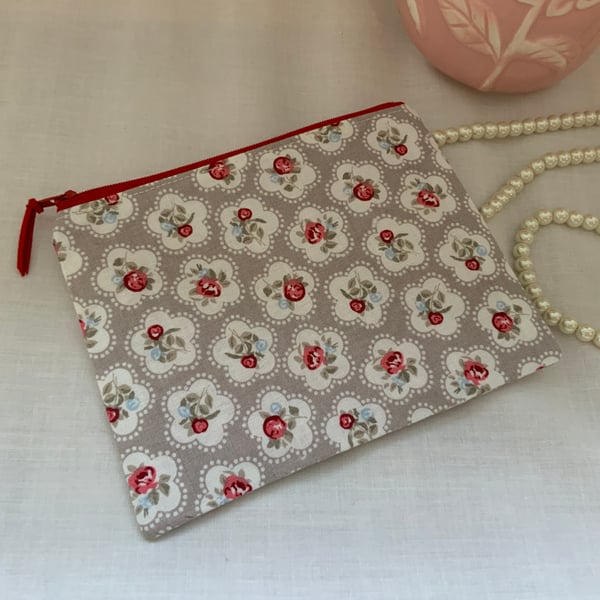 Zipped Purses, Pouch, Small Cosmetic Bag, Accessory Purse, Floral Purse