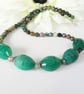 Faceted Agate Necklace, Green Necklace, Unique Necklace, Handmade Necklace.