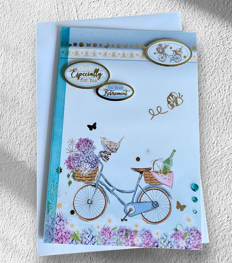 Retirement Card for Her or Him. Card for Retirement. Bicycle Card.
