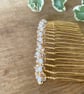 Beaded Hair Comb, gold-plated with pearl, crystal & peach - Image 3