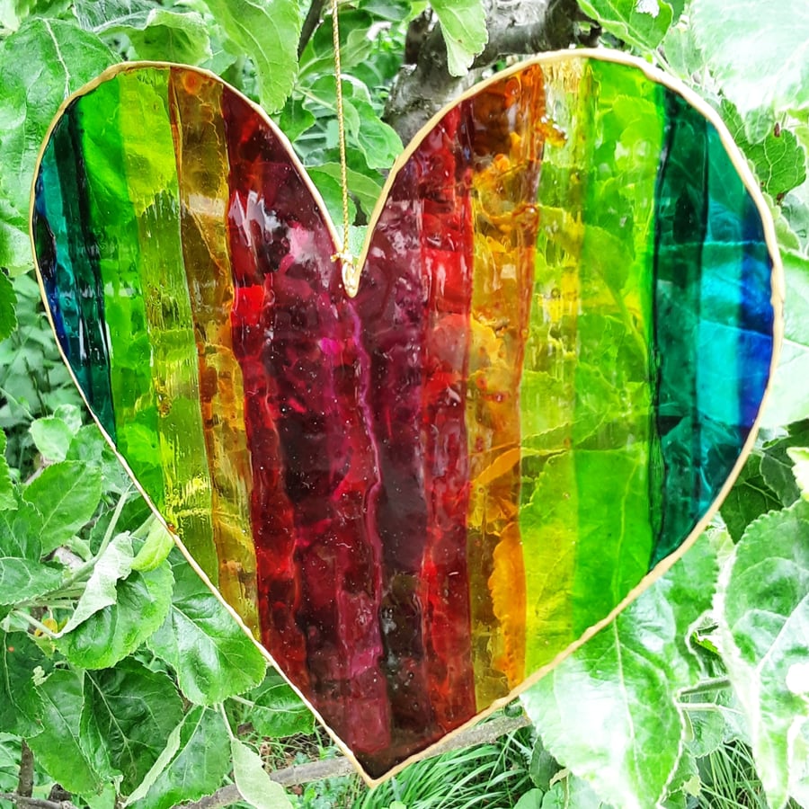 Rainbow Heart Suncatcher