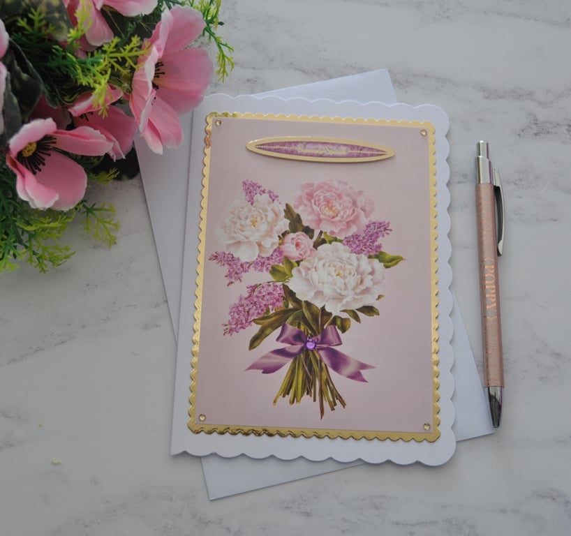 Someone Special Birthday Card Vintage Flowers Bouquet 3D Luxury Handmade Card