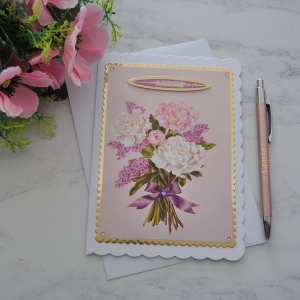 Someone Special Birthday Card Vintage Flowers Bouquet 3D Luxury Handmade Card