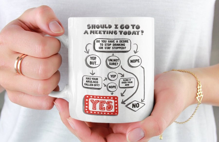 Meeting Decision Maker Sober Mug AA Gifts, Sobriety gift One Year Sober Gift for