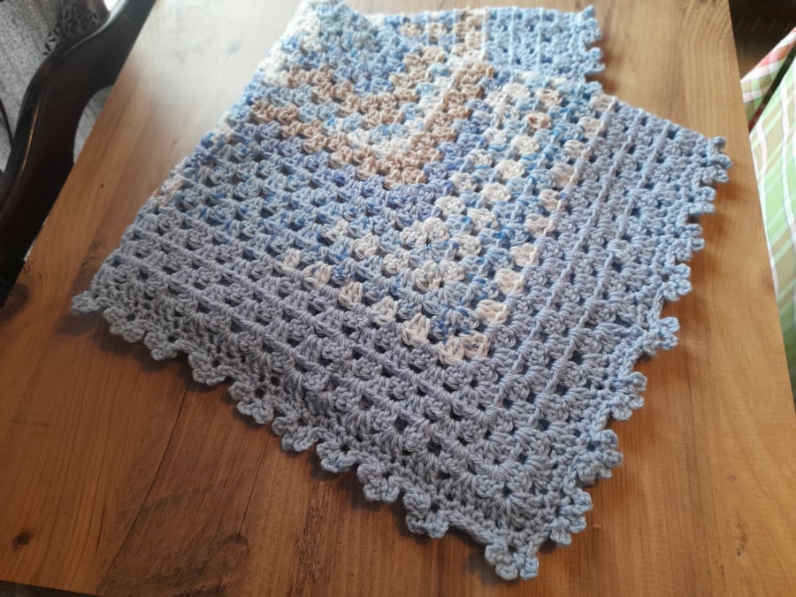 Blue Crochet Baby Blanket
