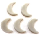 Pack of 5 white 20mm New Moons made with Bullseye 90coe glass