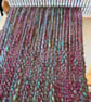 Hand woven art yarn scarf in green and purple - Image 5
