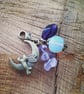 Opalite moonstone and Amethyst Rabbit moon charm