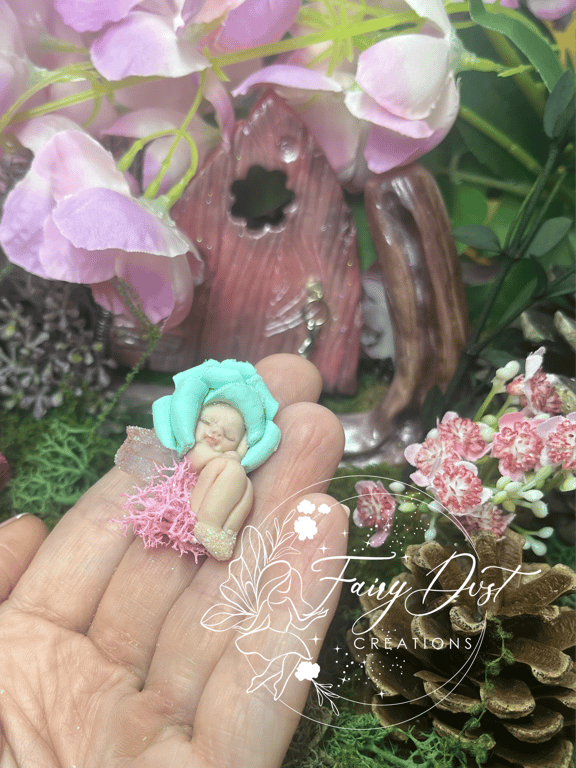 Ooak Baby Fairy, Polymer Clay, Fairy Gift, Fairy Garden Decor, Sleeping Fairy