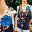 Crochet Everyday Necklace - Flowers Hand Knit Boho Jewelry