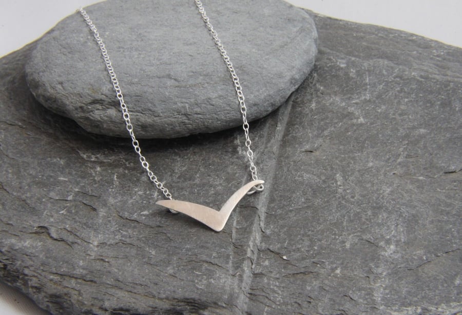 Soaring High Sterling Silver Flying Bird Necklace