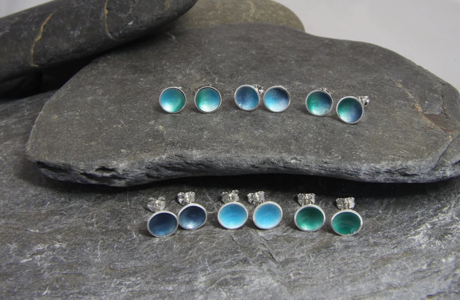 Rockpool Sterling Silver and enamel stud earrings