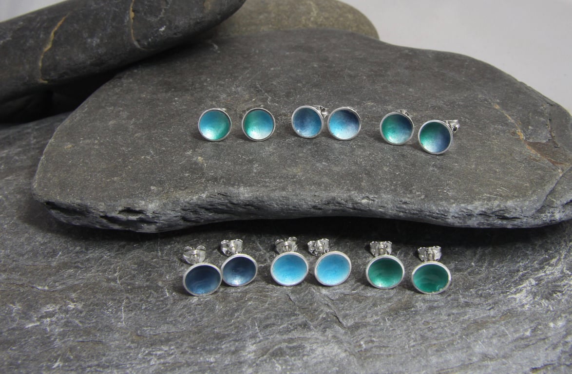 Rockpool Sterling Silver and enamel stud earrings