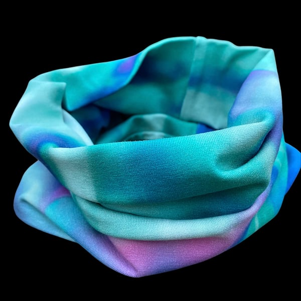 Turquoise with pink Snood Neck Warmer  (Med size available)