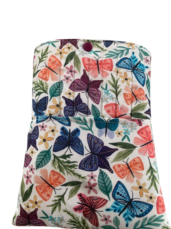 Small Quilted Book Sleeve.  Butterflies in Flight.