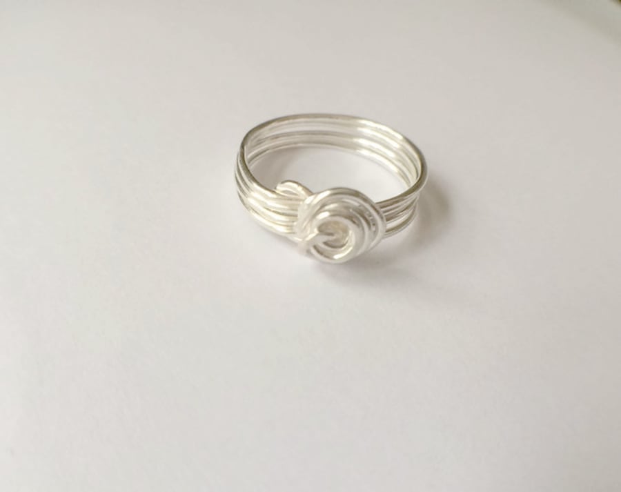 Sterling Silver Knot Stack Ring Wire Wrapped