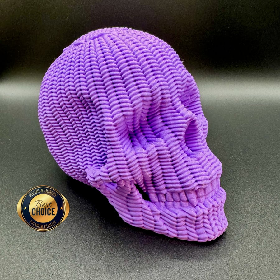 3D Printed Knitted Skull Art Decor: PLA Plastic Human Skull