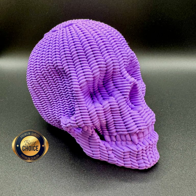 3D Printed Knitted Skull Art Decor: PLA Plastic Human Skull