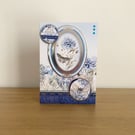 Handmade Silver Foiled Luxury A5 Cornflower & Butterfly 3D Greeting Card