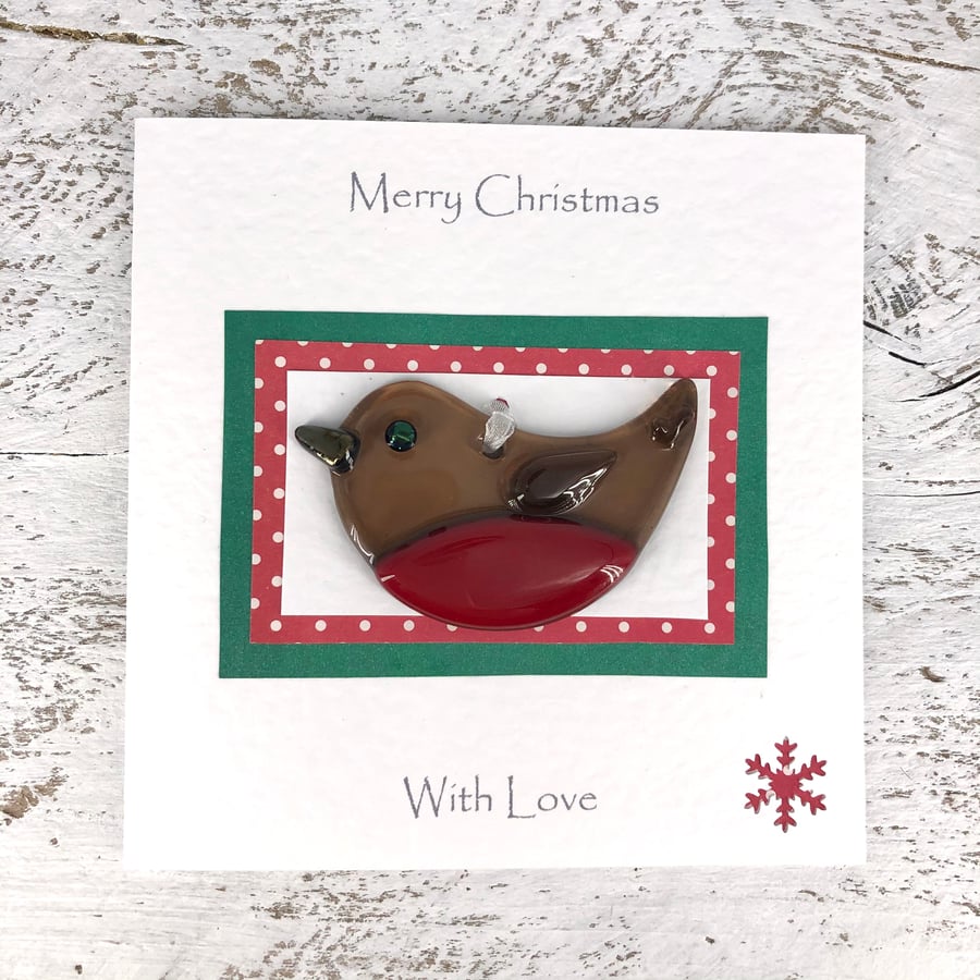 Christmas Card with Detachable Robin Decoration 