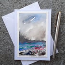 Pastel Pinks in the Rain. Blank Card. Original Painting